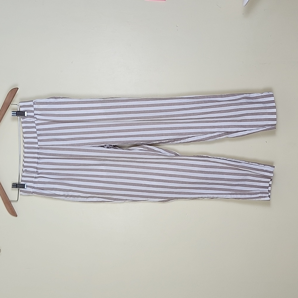 Zara Basic Women's Tan and White Vertical Stripe Pants, Size Extra Small (XS) - Picture 2 of 11
